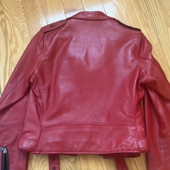 Women’s Red Lambskin Schott Perfecto